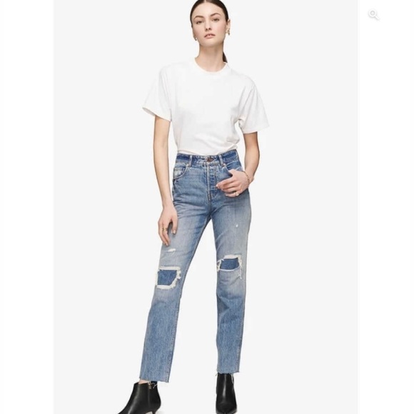 ANINE Bing Betty distressed Jean in True Blue Sz 26 - Picture 1 of 8